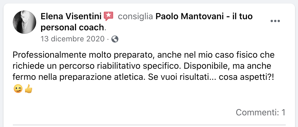 Testimonianze recensioni paolo mantovani personal coach trainer on line